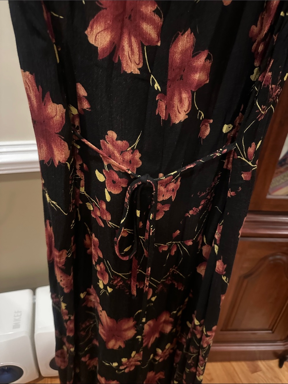 Northern Reflections Black Floral Maxi Dress with Rust and Olive Details - Picture 6 of 6